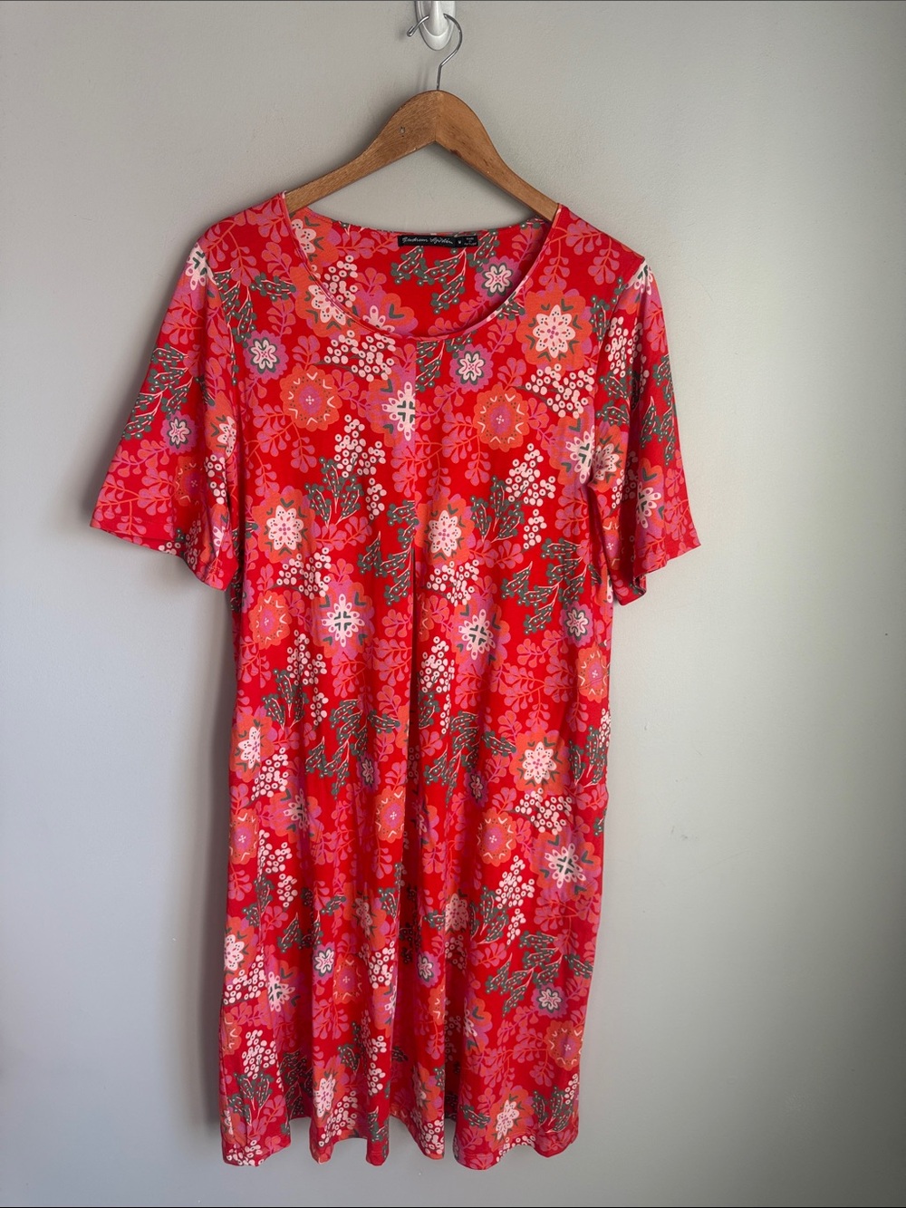 NEW Gudrun Sjödén Red Floral Print Swing Dress Medium - Picture 1 of 7